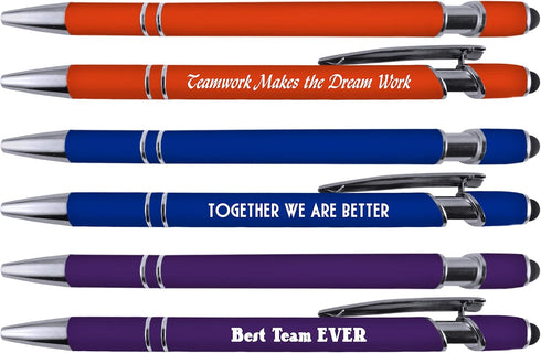 Team Building and Employee Appreciation Pen Sets with Soft Touch Coated Metal and Stylus 6 pack 36094 by Greeting Pen