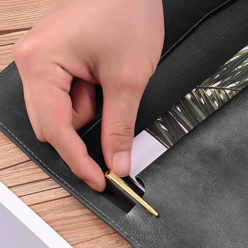 VANRA File Folder Organizer - 1 Piece PU Leather File Jackets - Document Holder for A4 Letter Size Paper - Black
