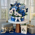 Poinsettia, 10 Inch 3D Freshcut Paper Pop Up Cards, Blue Life Sized Forever Flower Bouquet Popup Greeting Cards