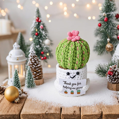 AIVCQZE Appreciation Gifts for Teacher,Handmade Knitted Cactus Thank You for Helping Me Grow,Teacher's Birthday Thank