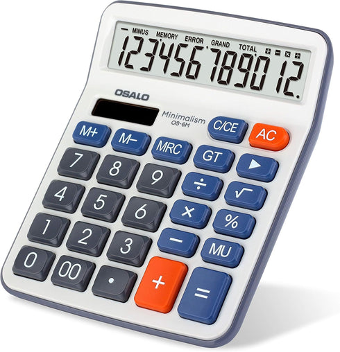 Desktop Calculator, Large LCD Display, 12 Digit Handheld Portable Pocket Basic Calculator for Office, Home, School Use