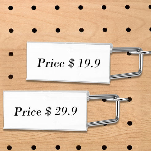 Thyle 50 Pcs Metal Scan Hook with Label Holder for 1/8" to 1/4" Pegboard, Wall Accessories for Home Garage Retail