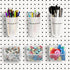 Kuhome 6 Sets Pegboard Bins and Cups with Hooks for Organizing Craft Tools, Transparent Storage for Garage