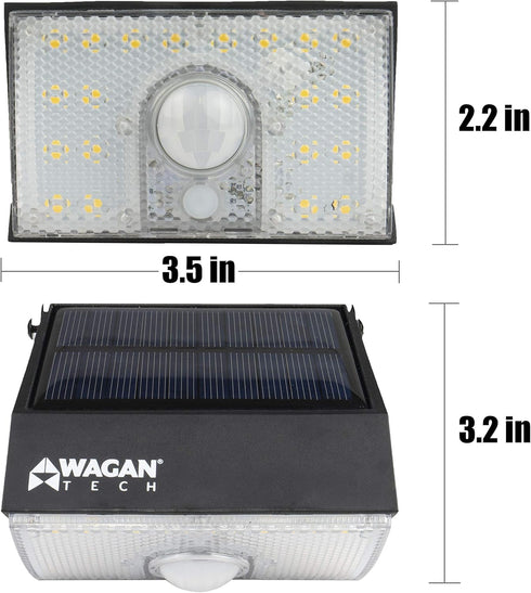 EL8570 1000 Wagan Lumens Outdoor LED Solar Wall Light Waterproof Motion Detected Light, Black