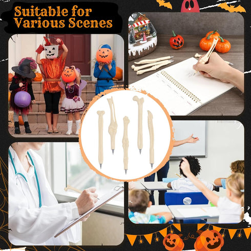 Lnrueg 50 PCS Bone Ballpoint Pens, Skeleton Finger Novelty Nursing Pen, 0.5mm Black Ink for Doctors, Nurses, Halloween