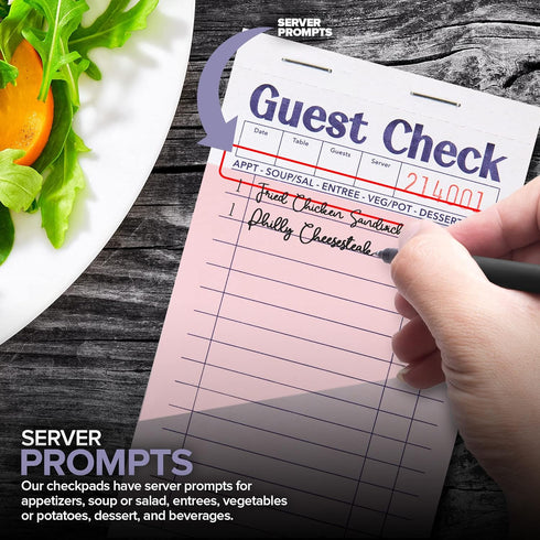 (20 Pack) 1000 Stock Your Home Pink Guest Check Books for Servers Server Note Pads, Waiter Checkbook, Food Receipt