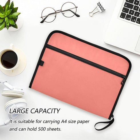 Folder,13 A4 Salmon Expanding Organizer File Pocket Expanding File Folder Accordion Folder with Zipper, Accordion File