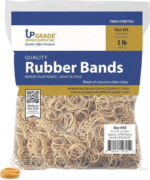Upgrade Office Supply UPG23410 Rubber Bands, Size #10 (1-1/4" x 1/16"), 1 lb. Bag, Made in USA