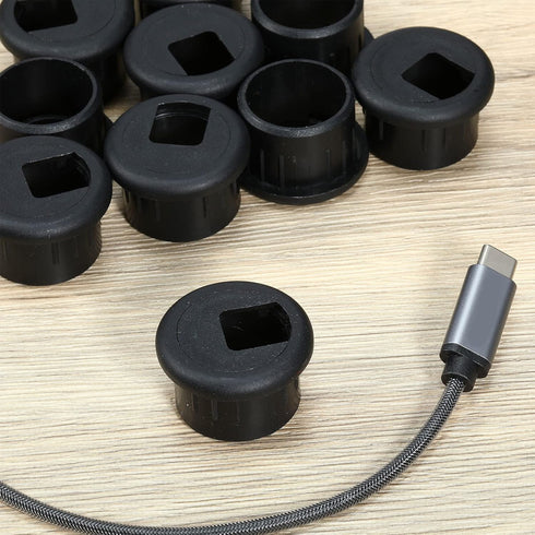 SATINIOR 10 Packs Desk Cable Wire Grommet Cord, PC Computer Desk Plastic Grommet Cord, Tidy Cable Hole Cover Organizers