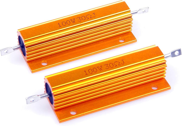 100 Watt 30 Ohm 5% Wirewound Resistor - Electronic Aluminium Shell Resistors, Pack of 2