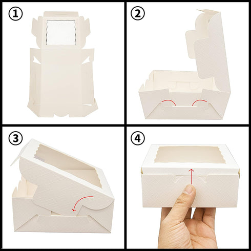 24pcs 9x9x2.5 Inch White Pie Boxes with Window for Pies, Donuts, Cookies, Muffins, Chocolates, Party