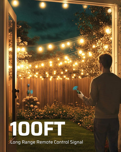 Dimmer Dimmer Dimmer 100FT Dimmable Bulbs DEWENWILS Outdoor for String Lights, Remote Switch, Weatherproof Plug, Range