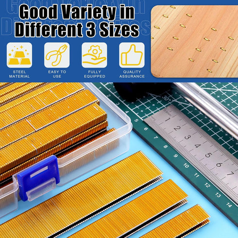 Glarks 2000Pcs 18 Gauge Narrow Crown Staples, 1 Inch Galvanized Assortment Kit for Electric Stapler