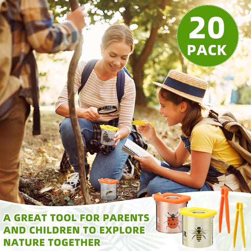 20 Pack Set Halloscume Insect Bug Viewer Kit for Kids with Tweezers Explorer Outdoor Bug Catcher Containers for Insects
