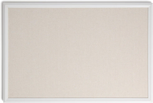 U Brands Farmhouse Linen Bulletin Board - White Frame Office Supplies, Natural, 20” x 30”