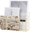 Metal Wire Desktop Mail Organizer, File Sorter, Magazine Rack for Letters, Mails, Books, Postcards (3 Slot, Gold)