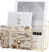 Metal Wire Desktop Mail Organizer, File Sorter, Magazine Rack for Letters, Mails, Books, Postcards (3 Slot, Gold)