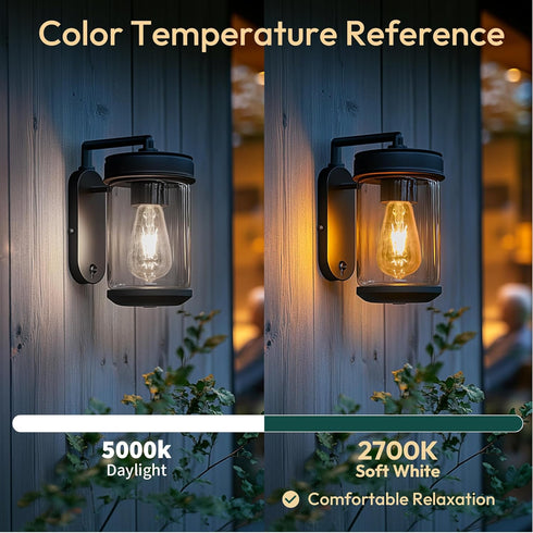 ST19 Bulb, 1400LM Bulbs, 8W (100W 2700K Bulb 4 Pack, Non-Dimmable ALAMPEVER Dusk to Dawn LED Outdoor Light Sunlight