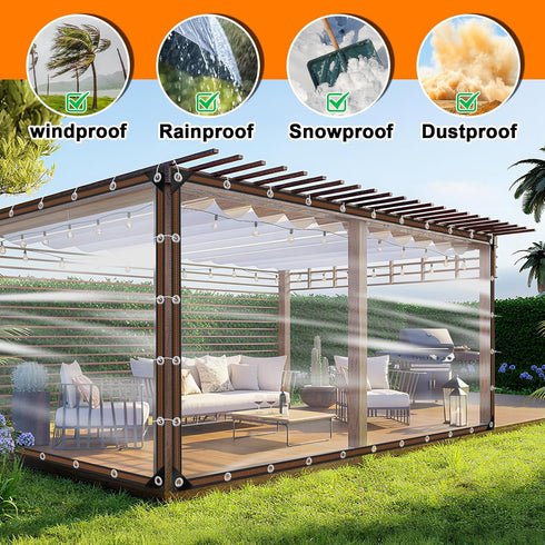 NNG 10x10ft Grommet, Clear Waterproof Tarps Heavy Duty Transparent Tarpaulins Clear Vinyl Tarps with Outdoor
