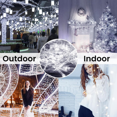 4 Pack 66FT 200 8 String Lights Battery Operated with Timer, LED Waterproof Battery Twinkle Lights, Modes Fairy Light