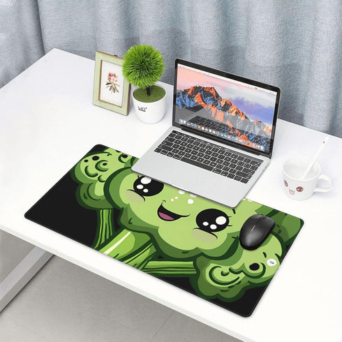 Adsygnt 16x29.5 Inch Cute Broccoli Gaming Mouse Pad Large - Non-Slip Desk Mat with Stitched Edges, Durable Textured