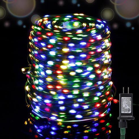 328 1000 8 WATERGLIDE Extra Long FT Fairy String Lights, LED Outdoor Green Wire Christmas Lights, Plug in Mini Light