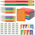 Spakon 48 Sets Rainbow Gifts for Students, Mini Pocket Notepads, Colorful Pencils, Cute Erasers with Organza Bags