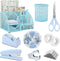 SKYDUE Blue Office Supplies Set, Office Desk Accessories, Mesh Desk Organizer, Stapler,