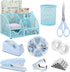 SKYDUE Blue Office Supplies Set, Office Desk Accessories, Mesh Desk Organizer, Stapler,