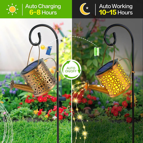 BETOLEAN Solar Watering Can Lights Waterproof, Solar Lights Outdoor Decorative Garden Decor Metal Hanging Lights