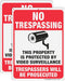 2 Pack No Trespassing Sign, 10 x 7 Inches Metal Reflective Sign for Indoor or Outdoor Use, CCT