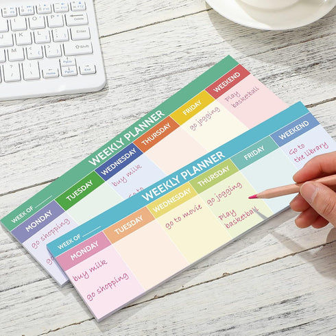 Weekly Planner Notepad, 200 Sheets, 2.8 x 9.5 Inch, Colorful Tear Off Calendar Pad for Office School Reminder Sticky Pad