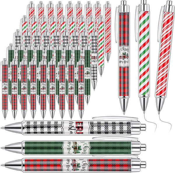 Cholemy 200 Pcs Christmas Pens Bulk, Xmas Novelty Ballpoint Pens, 0.7mm Black Ink for School Office Home Gifts