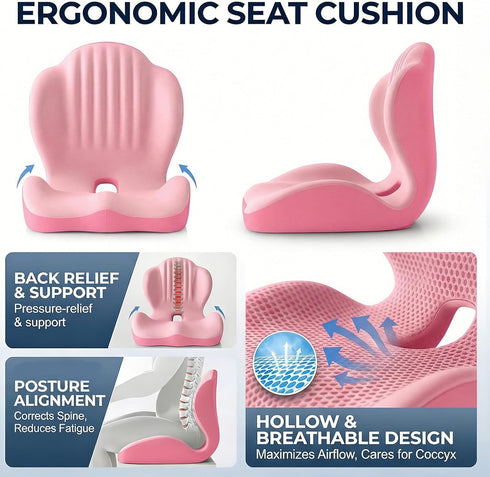 Generic Tailbone Ergonomic Seat Memory Foam Support Cushion for Back, Car Seat Back Support Cushion for Sciatica Pain