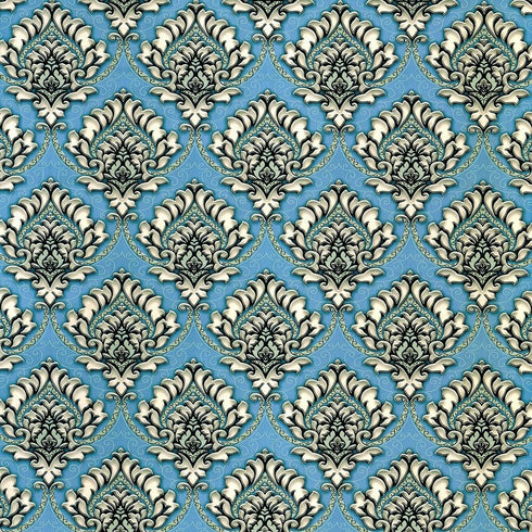 Y9832 Damask Peel and Stick Wallpaper, 17.7" x 9.8ft, Light Blue Removable Contact Paper for Furniture