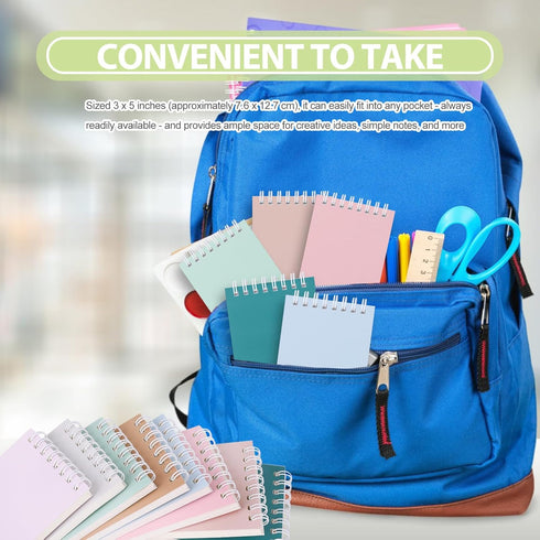 Ddaowanx Small Notebooks, 3x5 Pocket Spiral Notepads with Lined Pages, 8 Cute Colors for Work or School