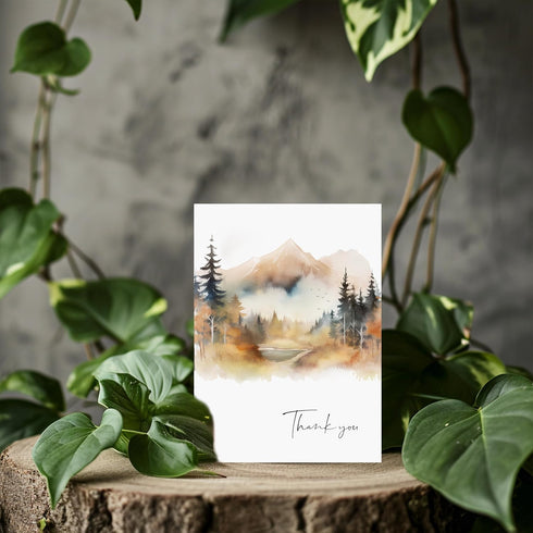 Thank You Cards Set of 20, 4x6 Inches Watercolor Nature Forest Cards with Envelopes for All Occasions