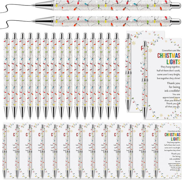 Sayglossy 45 Set Glitter Christmas Pens Gifts Bulk Christmas Employee Appreciation Gifts Ballpoint