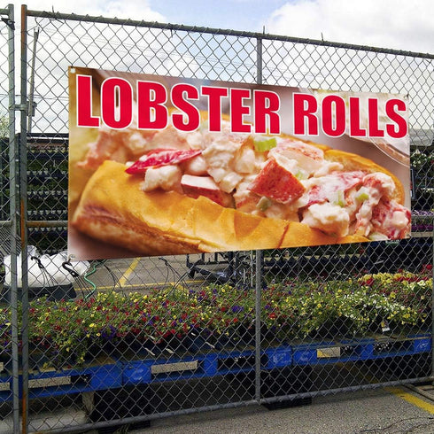 Sign Destination #1 24inx60in, 4 Grommets, Vinyl Banner Sign Lobster Rolls Style A Lobster Roll Marketing Advertising