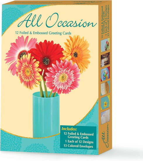 Designer Greetings Assorted All Occasion Cards, 12 Foiled and Embossed Cards for Various Events