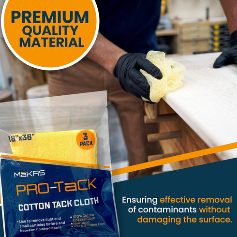 MaKRS Pro-Tack Tack Cloth (Pack of 3) for Removing Dust and Particles in Woodworking, Painting, Varnishing