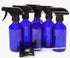 Vivaplex 6 Large 8 oz Empty Cobalt Blue Glass Spray Bottles with Black Trigger Sprayers and Lids