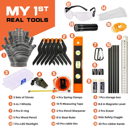 95 Set, Hammer INCLY PCS Kids Real Tool Boys Small Real Hand Tools Kit, Children Construction Learning Tools