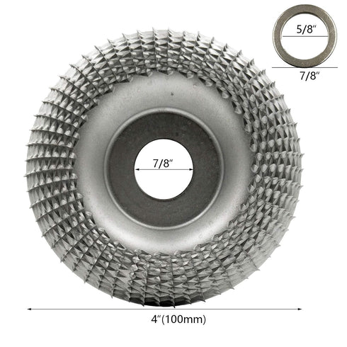 Wood Carving Disc Grinder Shaping Disc, 7/8 Inch Bore Tungsten Carbide Grinding Wheel for Sanding and Shaping