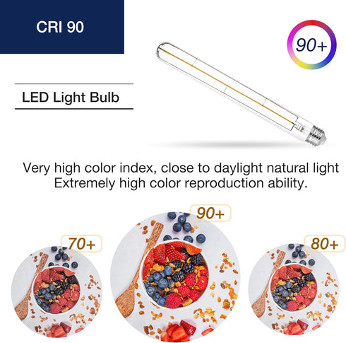 T10/ T30 Dimmable Bulbs, 9.4" Bulbs 90+ 2700K E26 4W (40W 350LM, Pack 4 FLSNT LED Edison Decorative LED Long Light