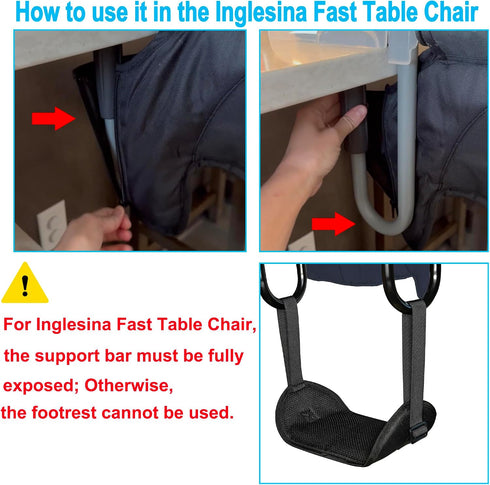 Baby Footrest Compatible with Inglesina Fast Table Chair, Adjustable Foot Rest for Clip-On Table Chair with Tray