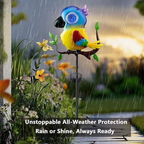 Parrot Solar Garden Lights Outdoor Waterproof, Christmas Metal Yard Decor Outdoor Solar Lights Decorative Stake