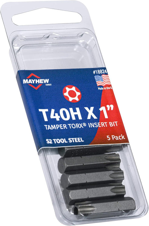 Mayhew Tools 19360-4 Tamperproof Torx Power Bit, 4-Pack, T30H x 2"