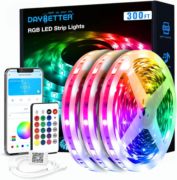 DAYBETTER LED Strip Lights 300 ft, Smart Light with App Remote Control,