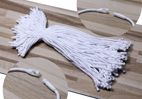Tupalizy White Cotton Gift Clothing Price Tag String Hanging Rope Snap Lock Pin Loop Fastener Hook Ties for Luggage